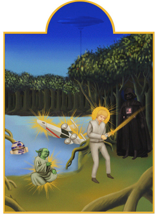 Illustration for article titled Jar Jar Binks attains sainthood in deranged Star Wars religious art